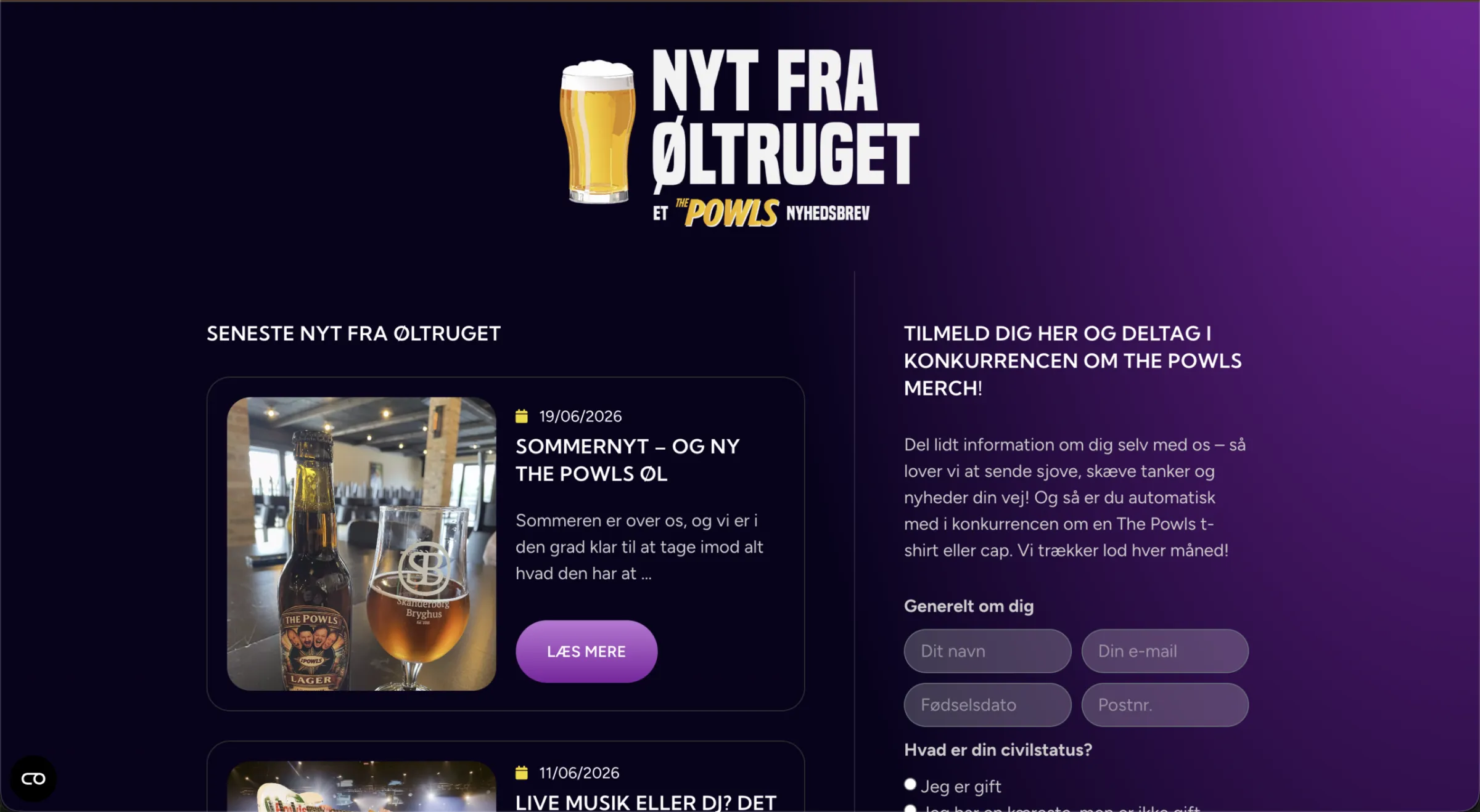 Nyt fra Øltruget og tilmelding til nyhedsbrev