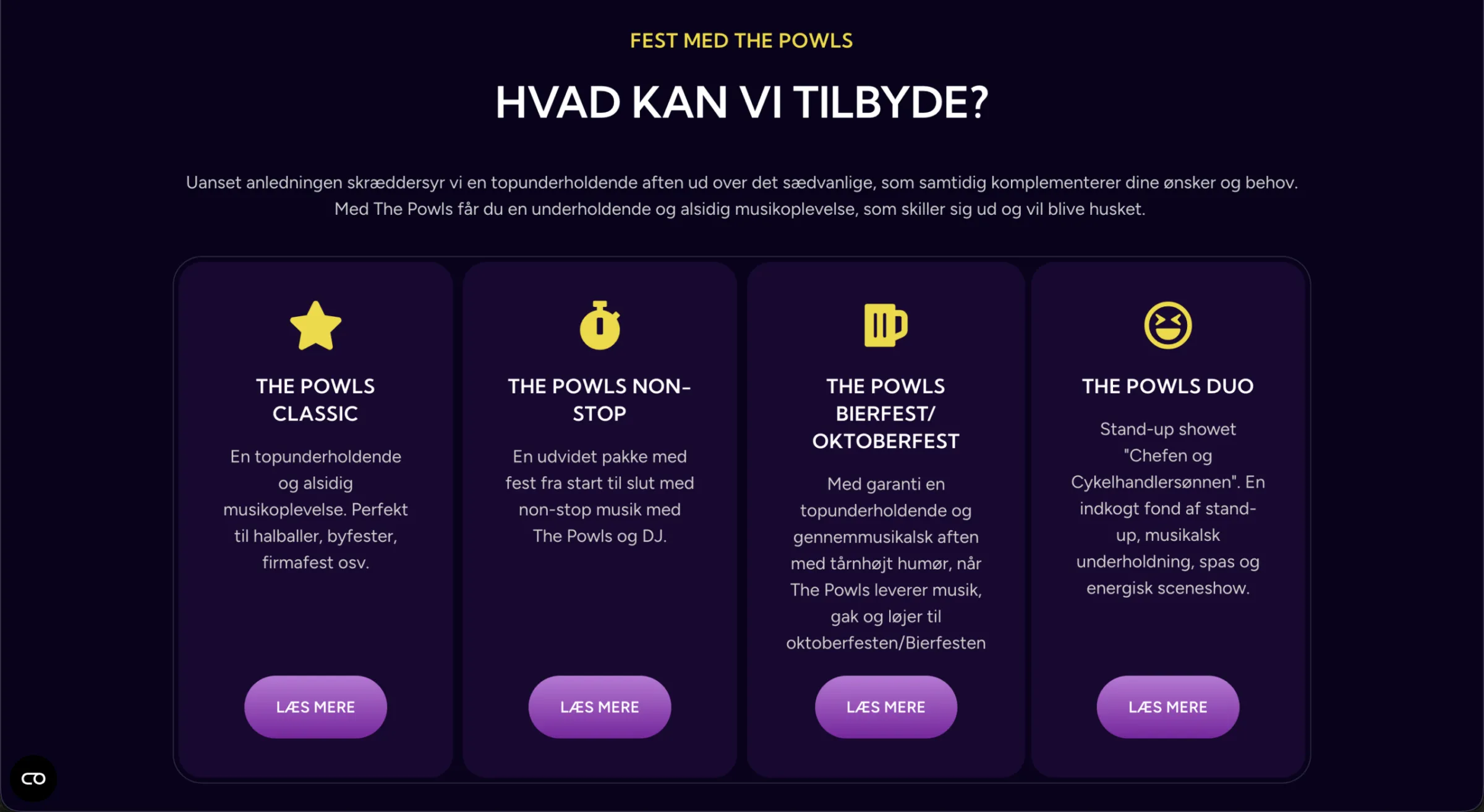 Hvad kan vi tilbyde? Fire pakker
